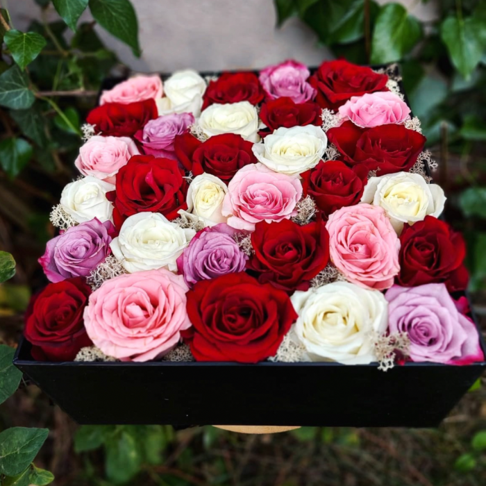 Cutie cu 31 de trandafiri multicolori [3]