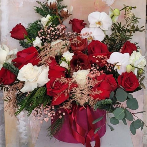 Sărbători de iarnă - Aranjament de iarnă roșu cu alb