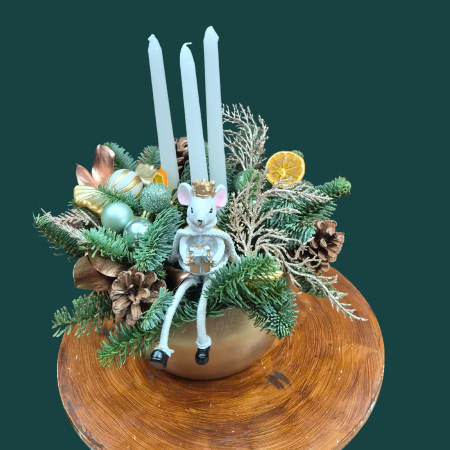 Aranjament în vas ceramic cu figurină [2]