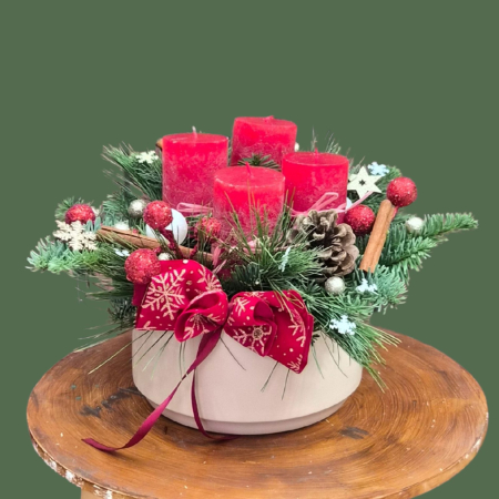 Aranjament în vas ceramic cu lumânări [1]