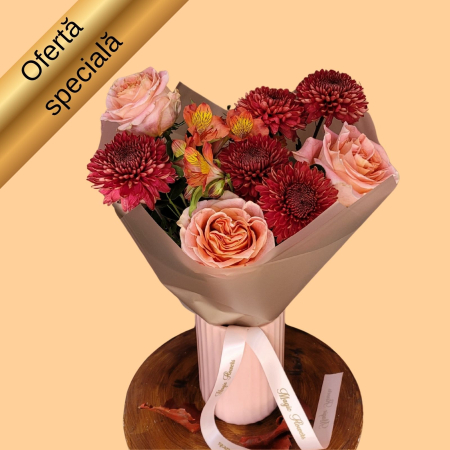 Mihail si Gavril - Buchet cu trandafiri și crizanteme