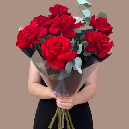 Buchete trandafiri rosii - Buchet Rubin - 7 Trandafiri Roșii Premium