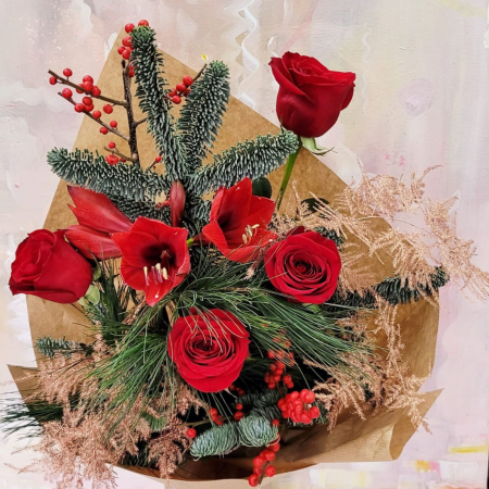 Buchet cu trandafiri și amarilis [1]
