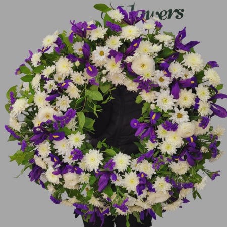 Condoleanțe - Coroana funerară alb-mov