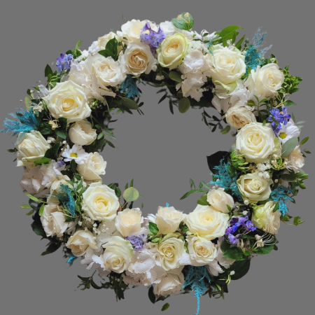 Coroană funerară alb cu bleu [1]