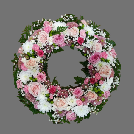 Coroane funerare - Coroană funerară cu trandafiri roz