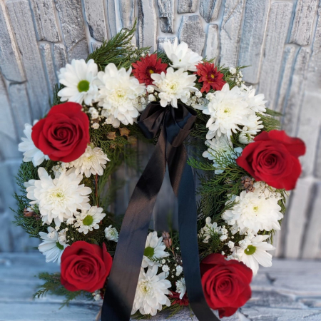 Coroniță funerară cu trandafiri roșii [1]
