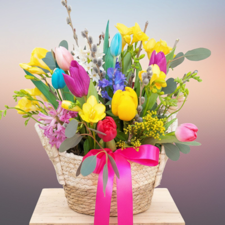 Mulțumesc - Coșuleț cu flori de primăvară