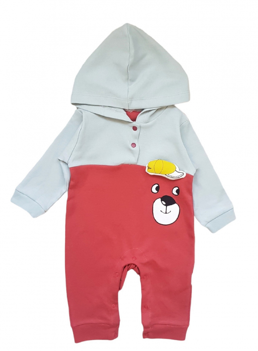 Salopeta cu gluga din bumbac, Baby shark, multicolor [1]