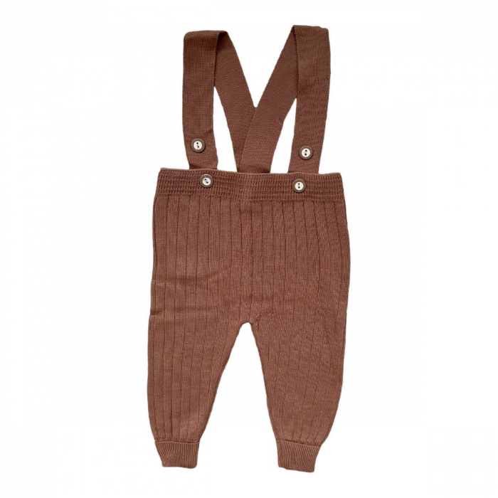 Pantaloni baieti cu bretele din tricot, maro [1]