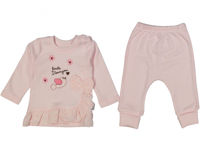 Compleu fetite roz cu broderie [2]