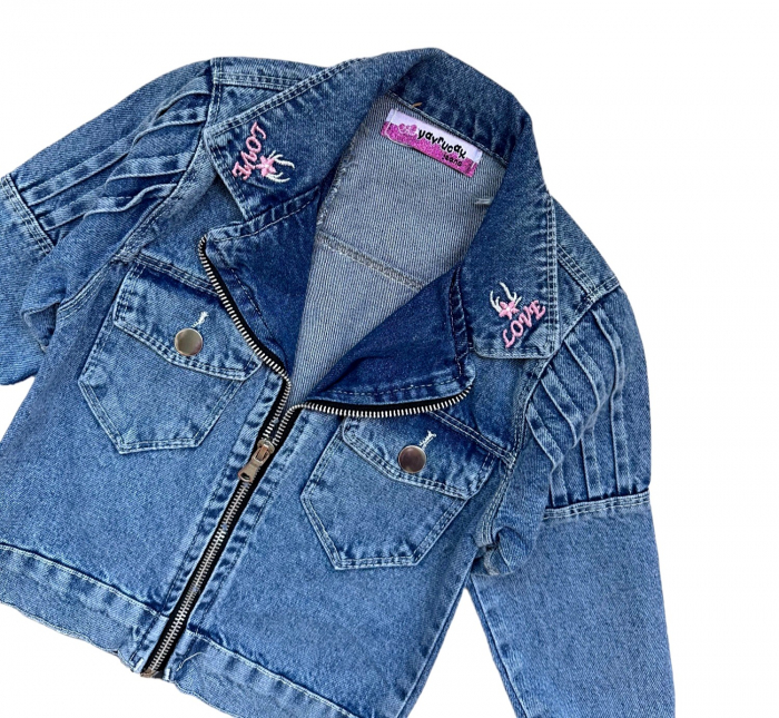 Geaca denim fete Love, model albastru [2]