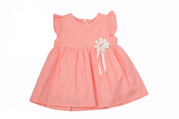 Rochie fete din bumbac, roz pastel [1]