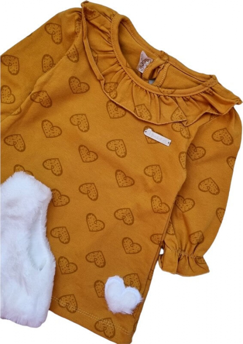 Rochie fetite cu inimioare si vesta alba de blanita [3]