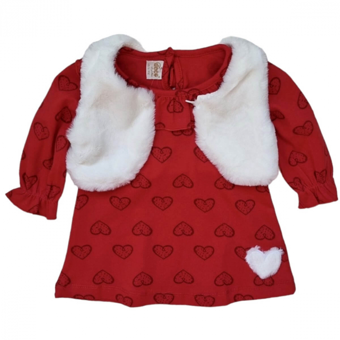 Rochie fetite cu inimioare si vesta de blanita [1]