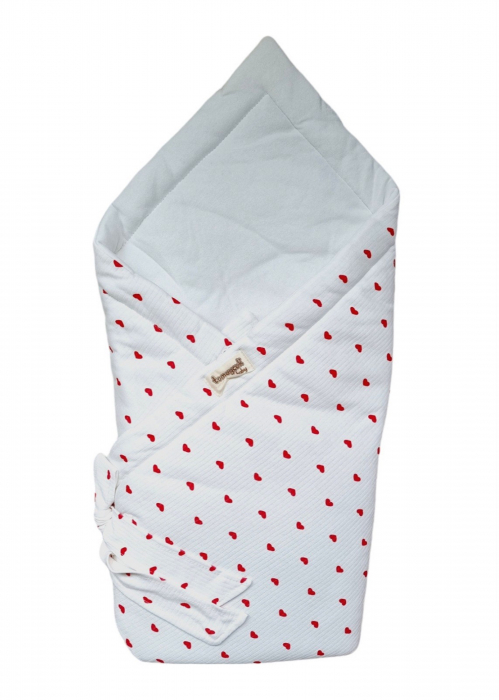 Sac de dormit premium bebelusi cu inimioare, 85x85 CM [5]