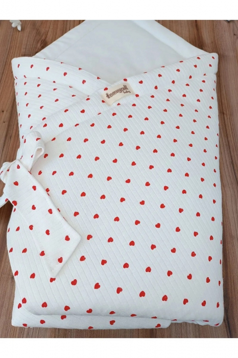 Sac de dormit premium bebelusi cu inimioare, 85x85 CM [2]