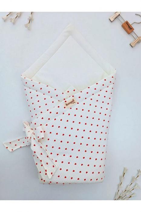 Sac de dormit premium bebelusi cu inimioare, 85x85 CM [1]