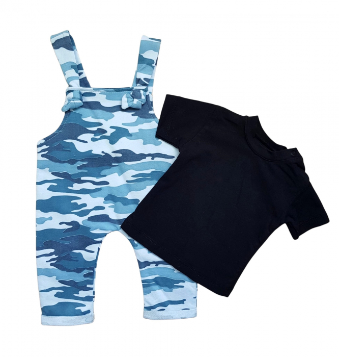 Salopeta cu tricou camuflaj albastru [2]