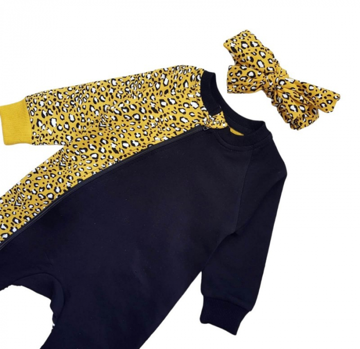 Salopeta fetite animal print cu bentita [3]
