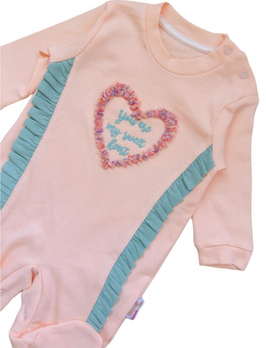 Salopeta fetite cu caciulita, My heart roz pastel [2]