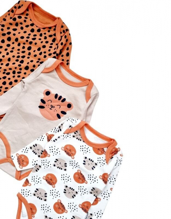 Set 3 body baieti din bumbac, Tiger [2]
