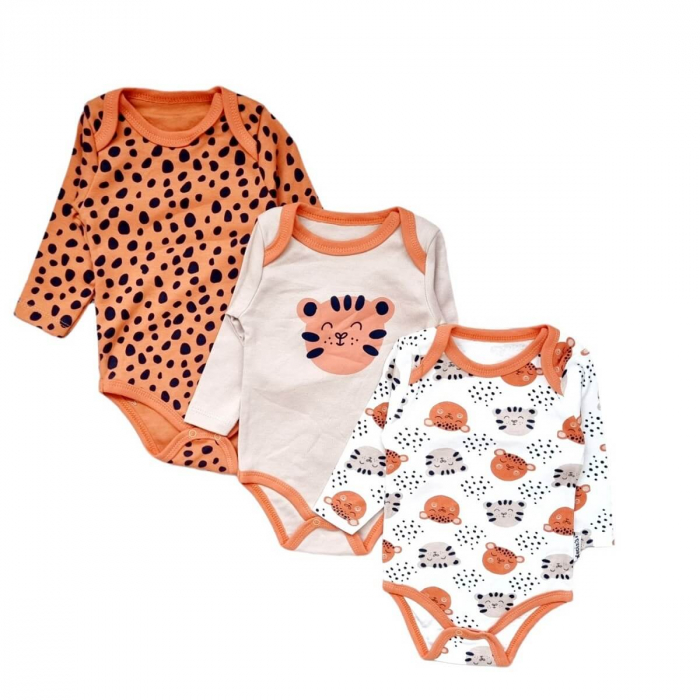 Set 3 body baieti din bumbac, Tiger [1]