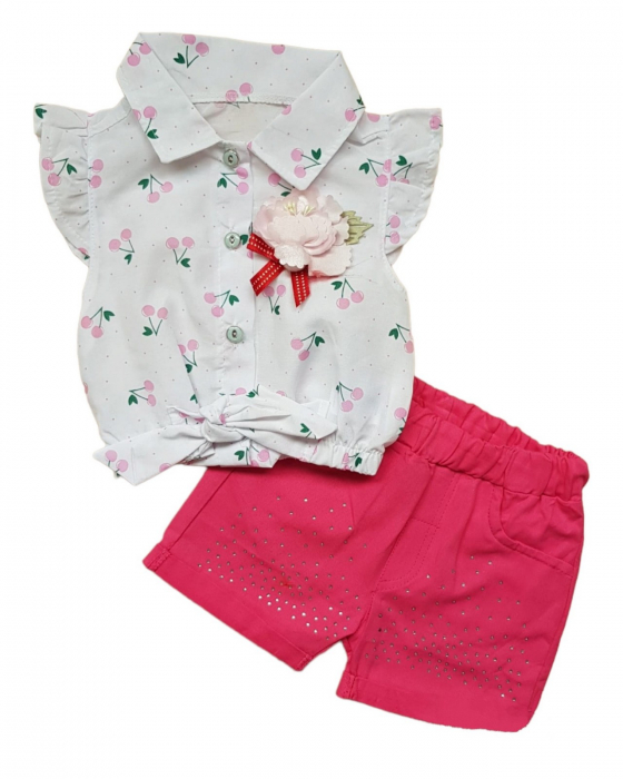 Set camasa si pantaloni scurti fucsia [1]