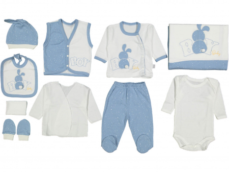 Nou-nascuti - Set cadou 10 piese nou-nascuti Boy albastru