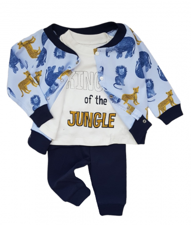 PROMOTII - Set baieti 3 piese, King of the jungle, albastru
