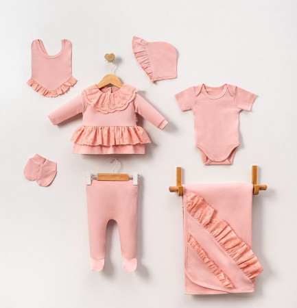 COLECTIE FETE 0-24 luni - Set cadou 7 piese nou-nascuti cu broderie