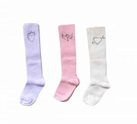 Dresuri / Botosei / Sosete - Set 3 sosete lungi fetite cu pietricele