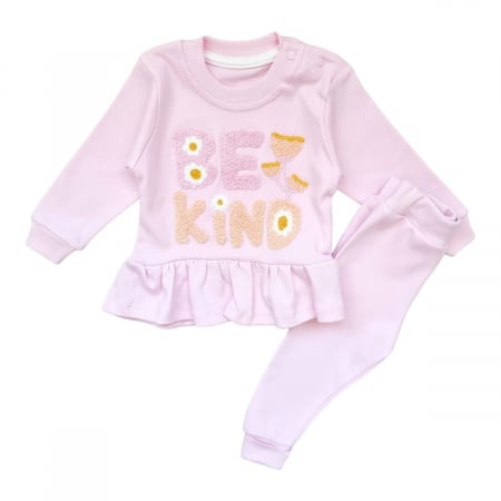 Compleuri / Seturi - Compleu fetite cu volane roz Be kind