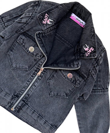 Jacheta din denim fete Love, model negru [1]