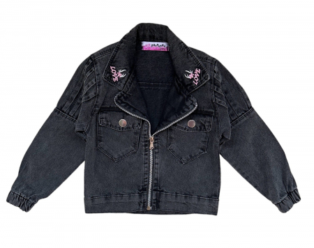 FETE 3-8 ANI - Jacheta din denim fete Love, model negru