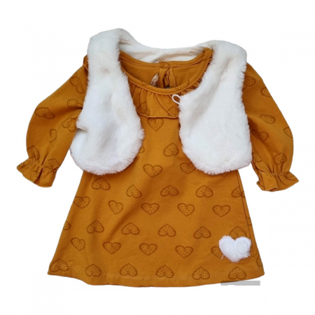 Rochie fetite cu inimioare si vesta alba de blanita [1]