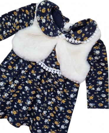 Rochie fetite cu vesta alba din blanita [1]