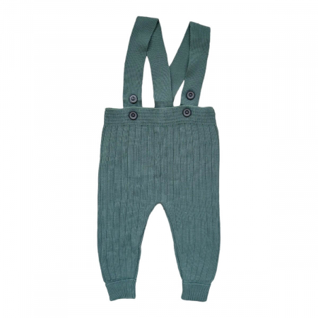 Salopete lungi - Pantaloni baieti cu bretele din tricot, verde