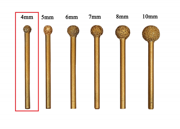 Freze biax diamantate brazate pentru marmura, tija 3mm, tip bila, diferite diametre [2]