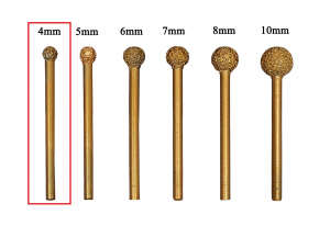 Freze biax diamantate brazate pentru marmura, tija 3mm, tip bila, diferite diametre [1]