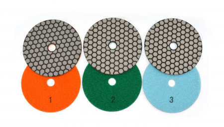 Discuri abrazive - Set dischete abrazive velcro granit 125 uscat in 3 pasi