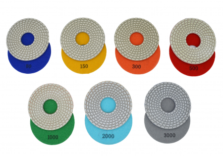 Discuri abrazive - Set dischete diamantate 125mm pentru granit, slefuire uscata sau cu apa
