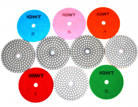 Discuri abrazive - Set dischete diamantate velcro 125mm pentru granit, slefuire cu apa