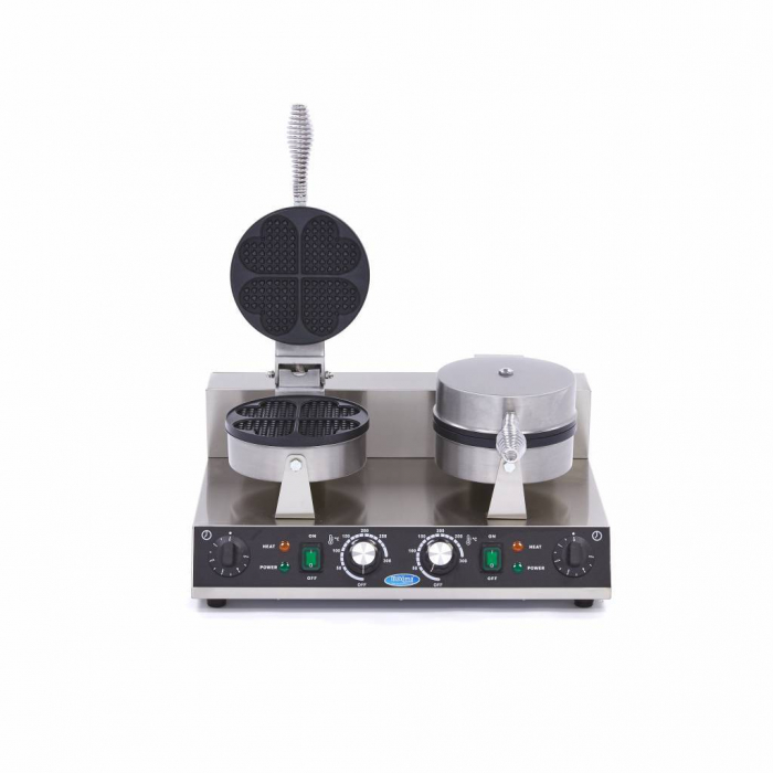 Aparat copt waffle 2 placi rotunde tip inima, 230V, 2x1 kW [8]