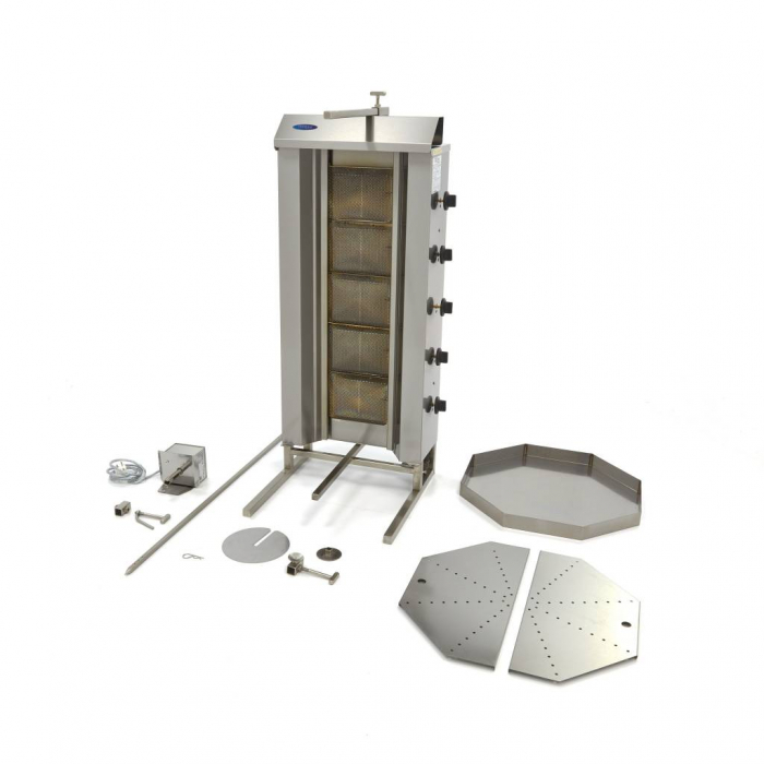 Aparat pentru shaorma si kebab pe gaz cu 5 arzatoare, 80 kg, 16,60 kW [6]