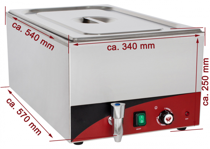 Bain Marie 1 GN1/1 cu robinet, de banc, 230V, 1,2kW, BBM-1 [2]