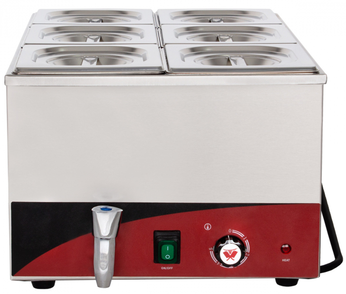 Bain Marie 6 GN1/6 cu robinet, de banc, 230V, 1,2kW, BBM-6 [4]