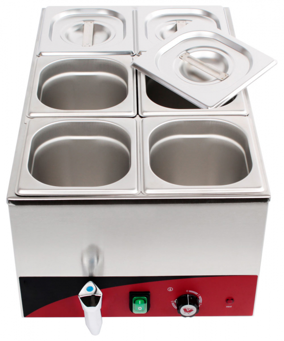 Bain Marie 6 GN1/6 cu robinet, de banc, 230V, 1,2kW, BBM-6 [2]
