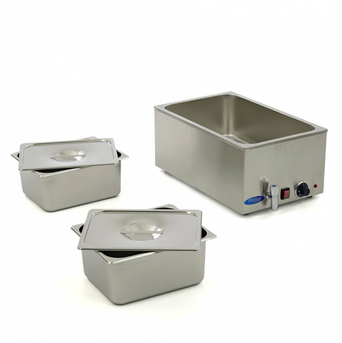 Bain Marie electric 2 x GN 1/2 cu capac si robinet, 230V, 1,2 kW [4]