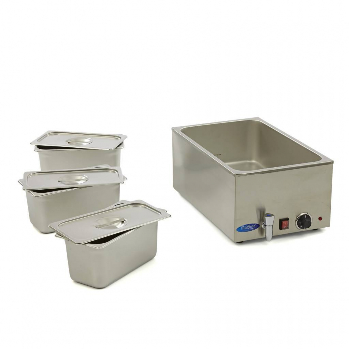 Bain Marie electric 3 x GN 1/3 cu capac si robinet, 230V, 1,2 kW [5]